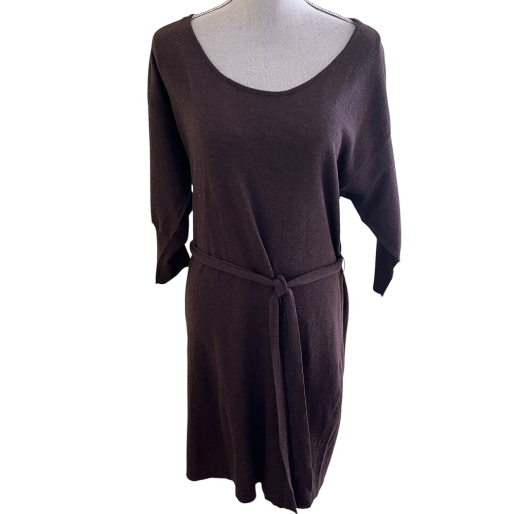 Lane Bryant Brown Scoop Neck Belted Sweater Dress 18/20